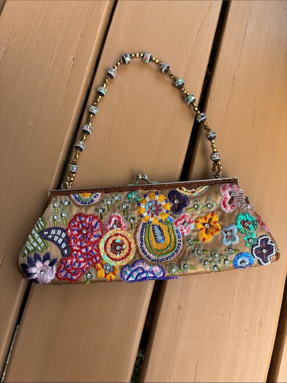 VintageBeaded Floral Embroidered Evening Clutch in Multicolor